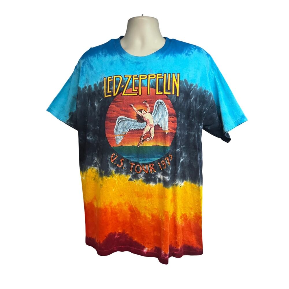 Led Zeppelin Icarus USA Concert Tour 1975 Tie Dye Graphic Tee XL Music Rock Band
